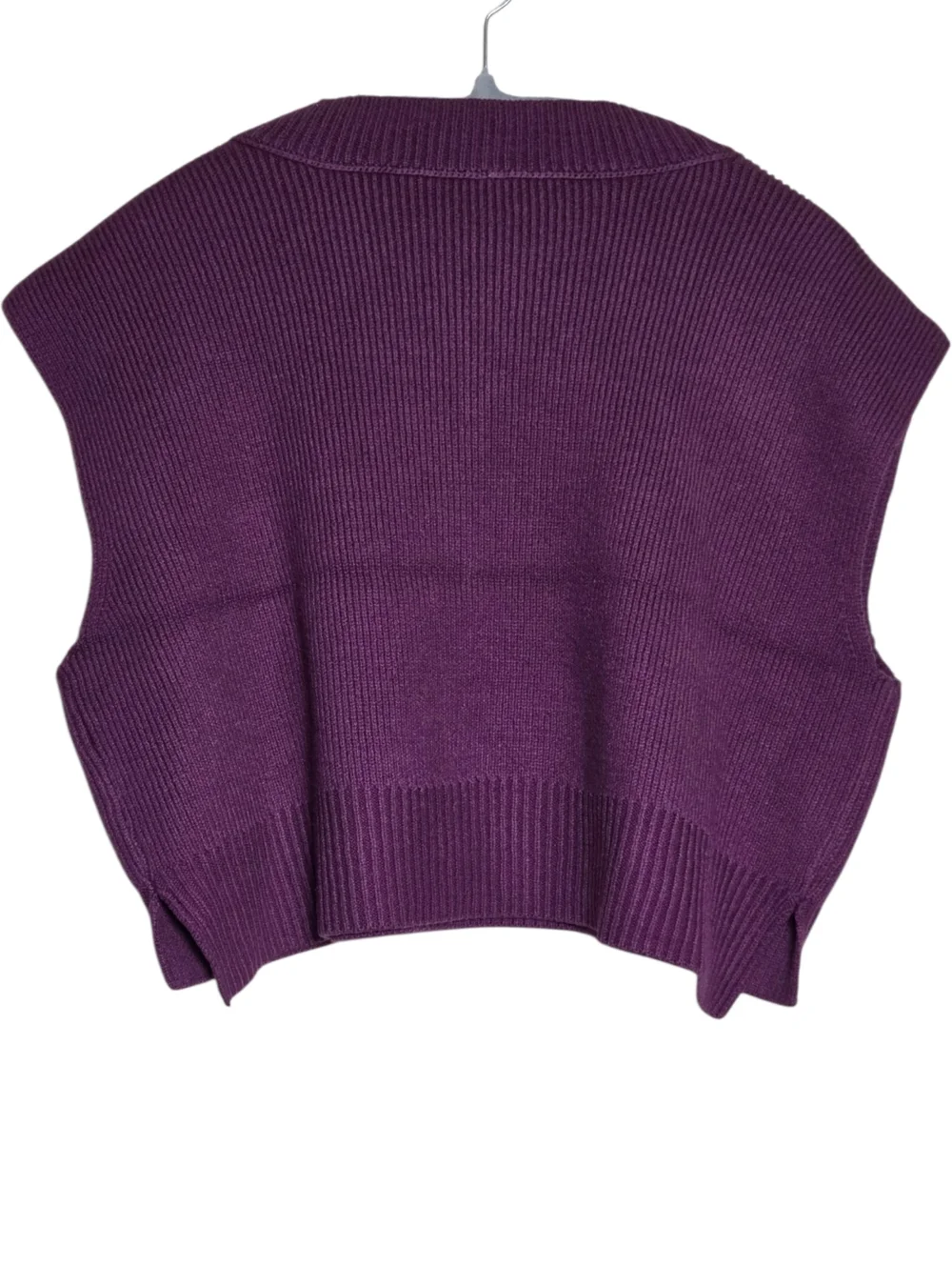 Free People Easy Street Sweater Vest Cropped Ribbed Purple Slouchy XS NWT
